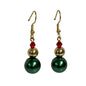 Christmas Earrings with red, green and gold beads stainless steel gold hooks.