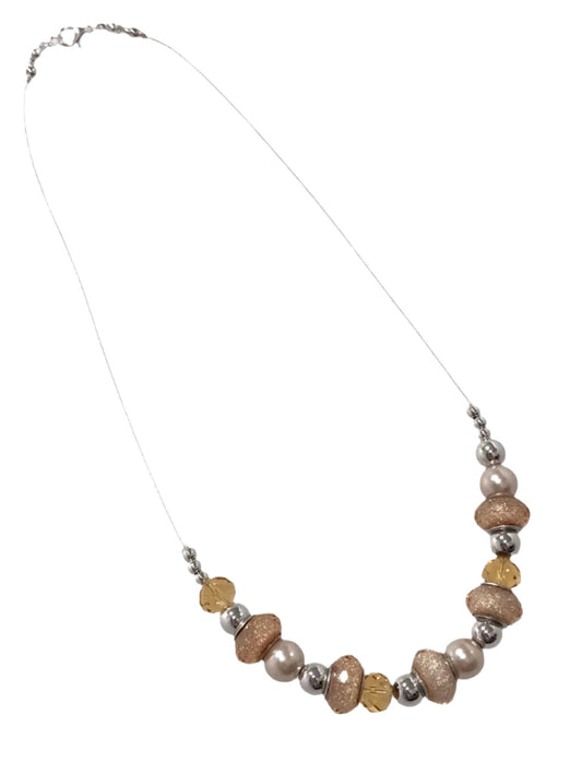 Lampwork Taupe Bead Necklace