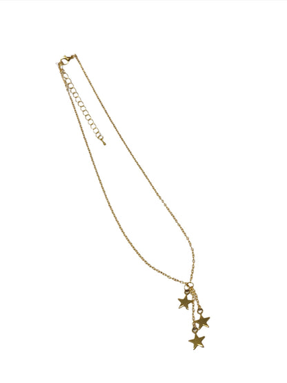 Triple Gold Star Drop Pendant