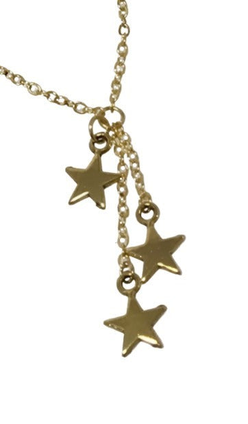 Triple Gold Star Drop Pendant