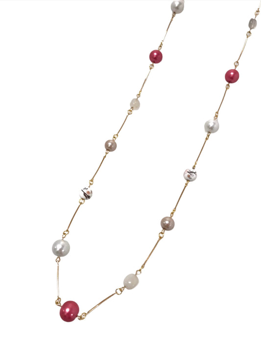 Ceramic Pearl Bead Gold Chain