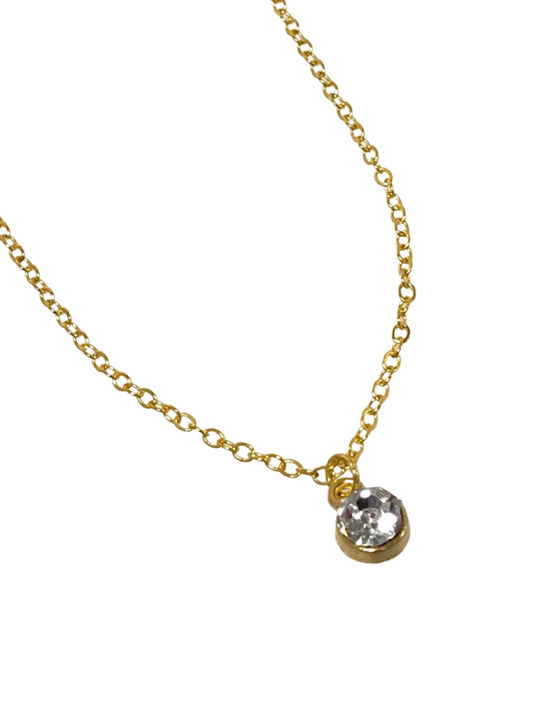 Gold Single Cubic Zirconia Drop Pendant