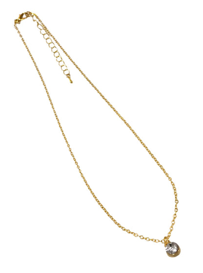 Gold Single Cubic Zirconia Drop Pendant