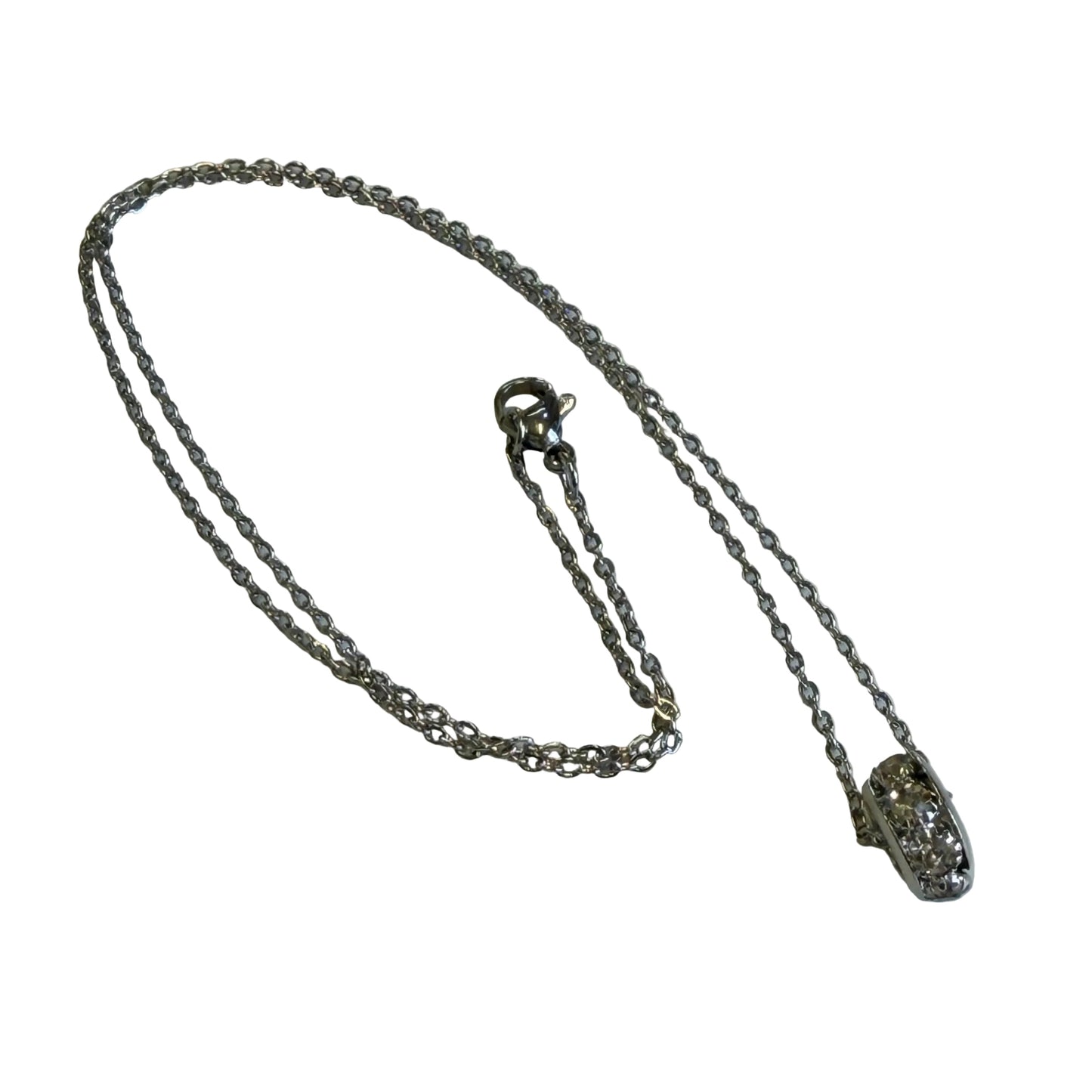 Silver chain necklace rondelle rhinestone