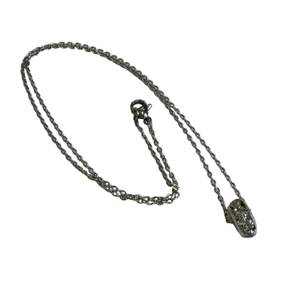 Silver chain necklace rondelle rhinestone