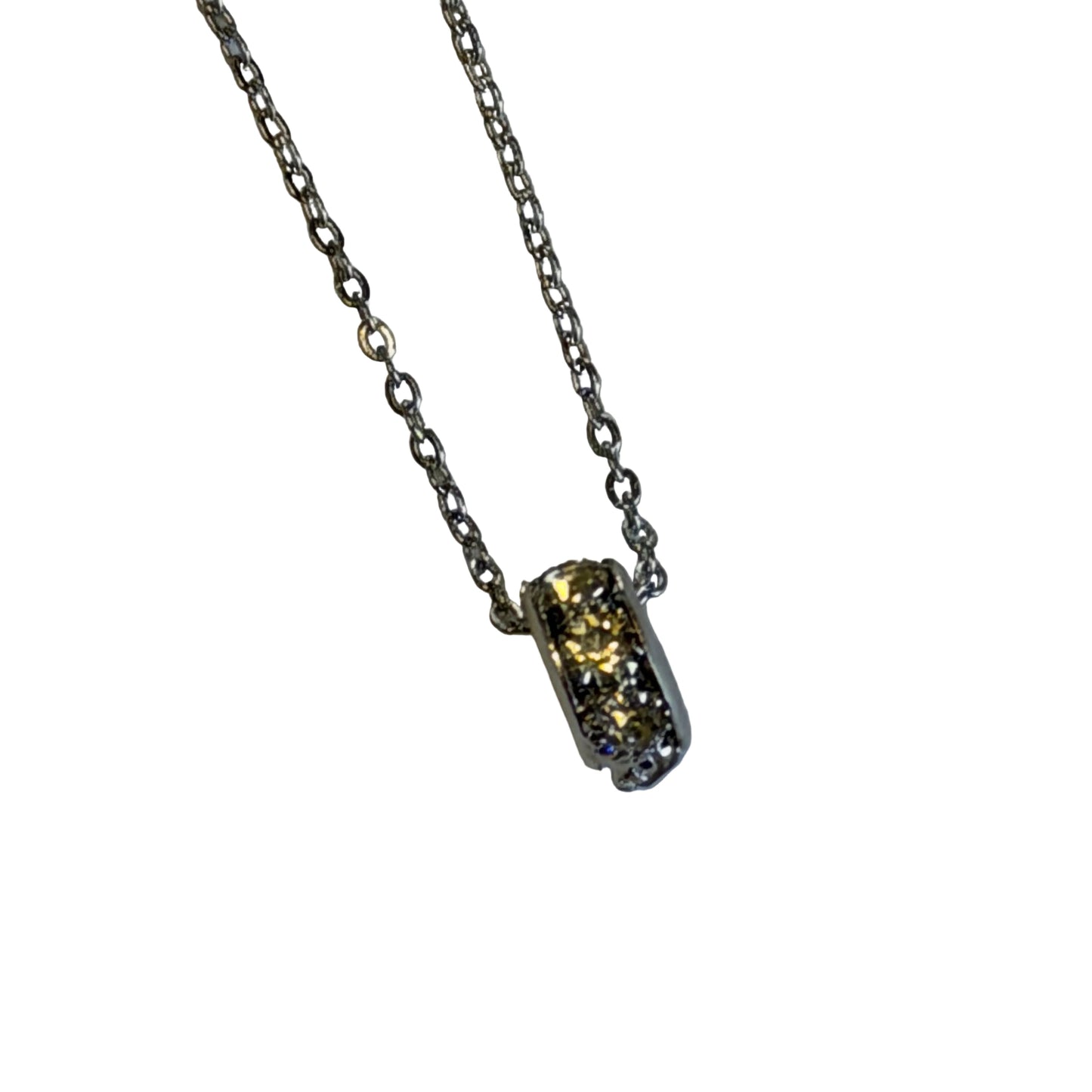 Silver chain with a rhinestone rondelle pendant 