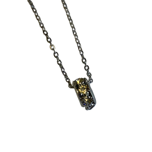 Silver chain with a rhinestone rondelle pendant 
