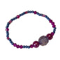 Beaded bracelet with purple and hot pink beads