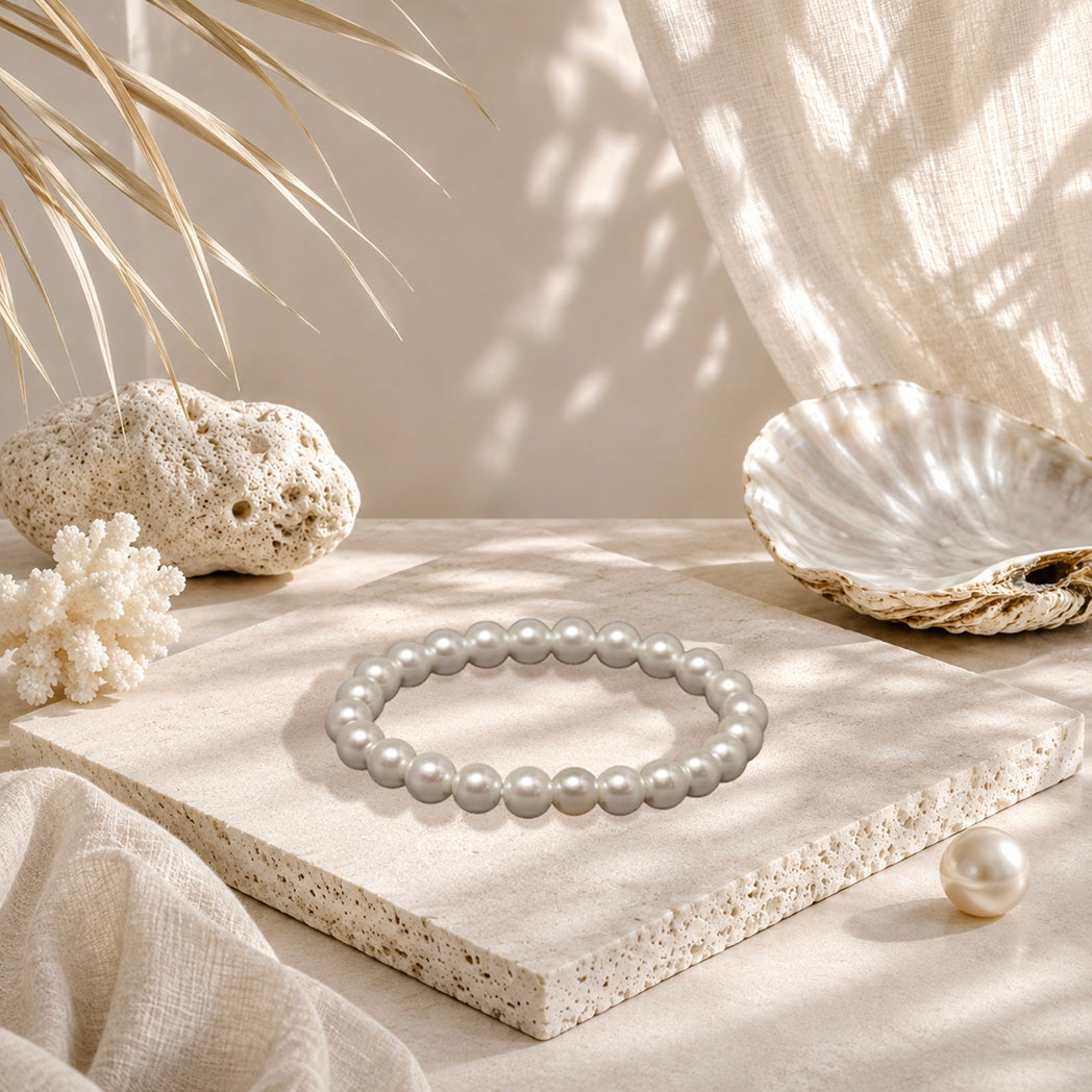 Bracelet, Classic Glass Pearl Stretch