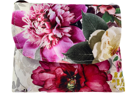 Mini floral handbag in 100% cotton canvas, handmade in New Zealand by LouLou