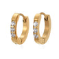 Gold Stainless Steel Huggie Cubic Zirconia Earrings