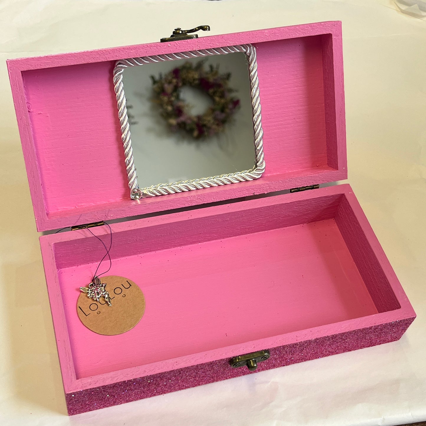 Glitter Jewellery Box Large with Mirror