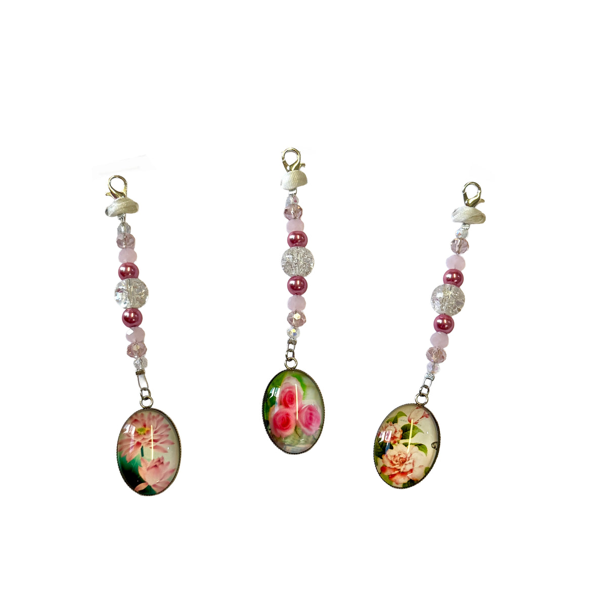 Vintage Floral Bag, Phone & Key Charms