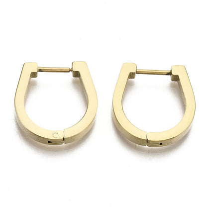 18K Gold Stainless Steel Oval Huggie Hoop Earrings
