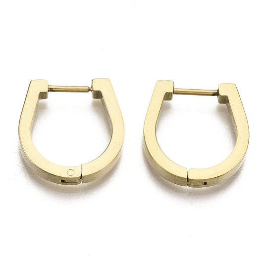 18K Gold Stainless Steel Oval Huggie Hoop Earrings