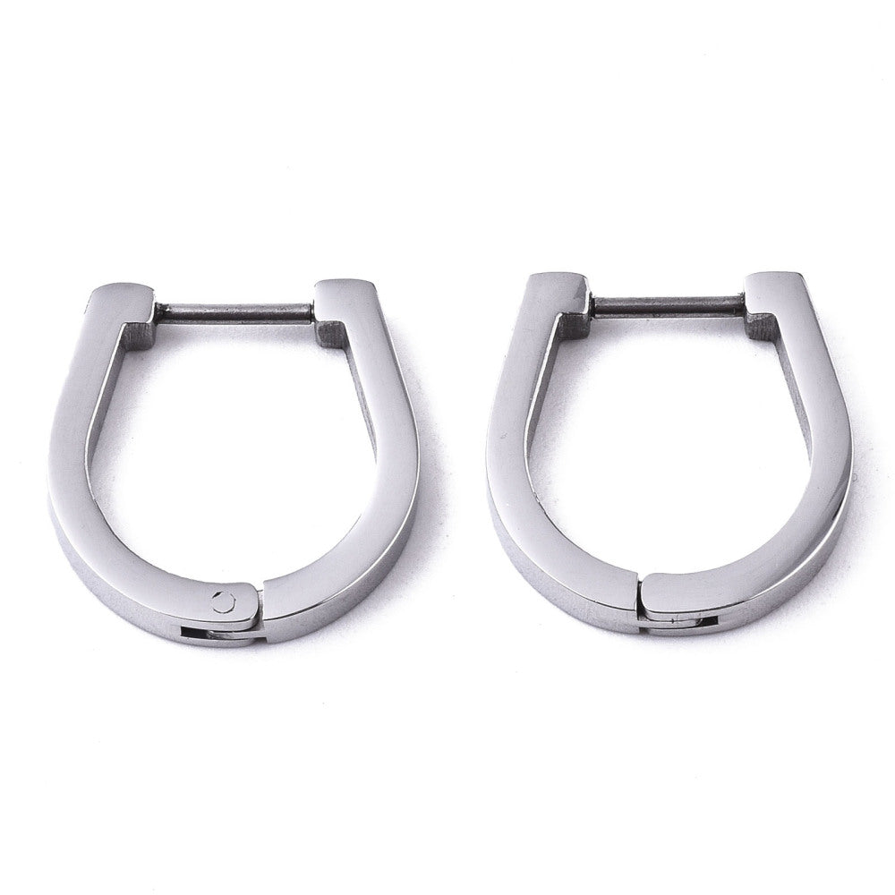 Stainless Steel Oval Huggie Hoop Earrings