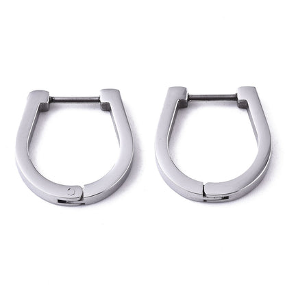 Stainless Steel Oval Huggie Hoop Earrings