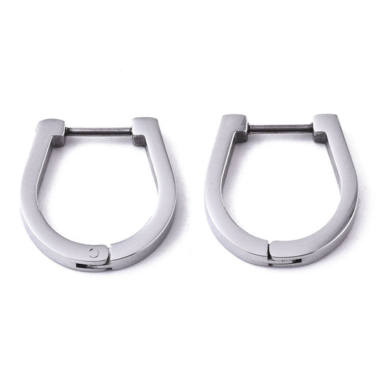 Stainless Steel Oval Huggie Hoop Earrings