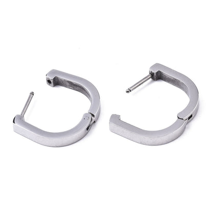 Stainless Steel Oval Huggie Hoop Earrings