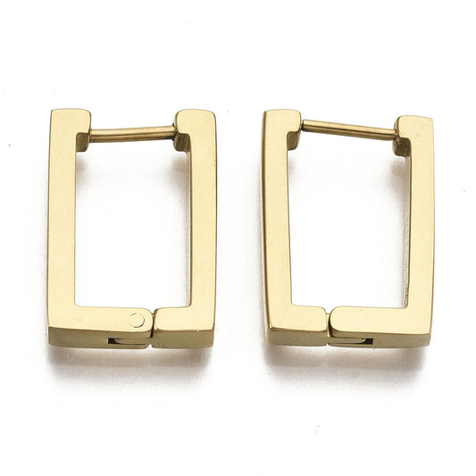 18K Gold Stainless Steel Rectangle Huggie Hoop Earrings