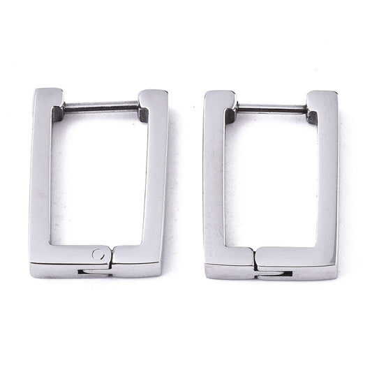 Stainless Steel Rectangle Huggie Hoop Earrings