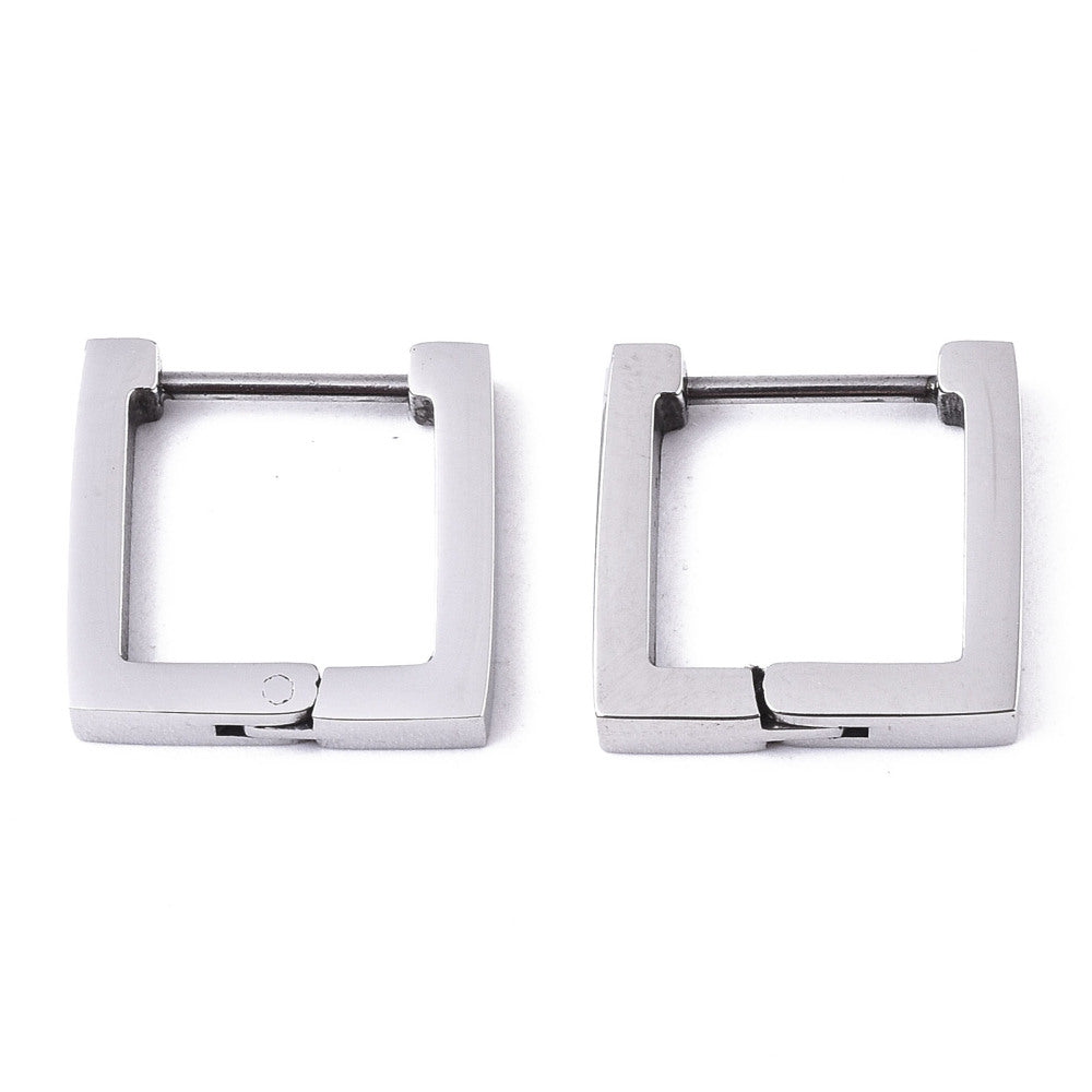 Stainless Steel Square Huggie Hoop Earrings