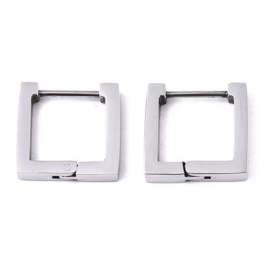 Stainless Steel Square Huggie Hoop Earrings