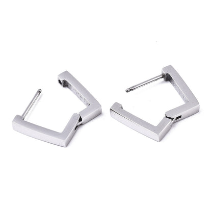 Stainless Steel Square Huggie Hoop Earrings