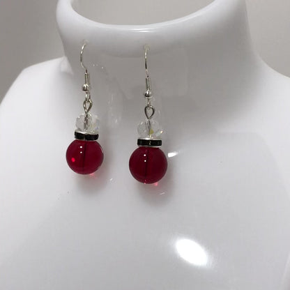 Rhinestone 2 Bead Drop Earrings