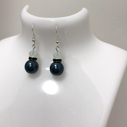 Rhinestone 2 Bead Drop Earrings