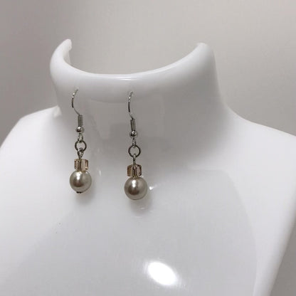 Pearl Square Bead Drop Earring