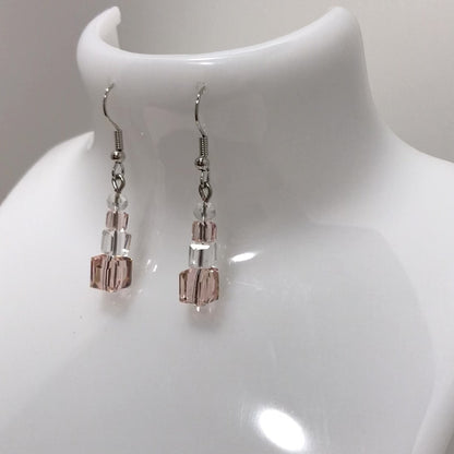 Two Tone 4 Bead Drop Earrings