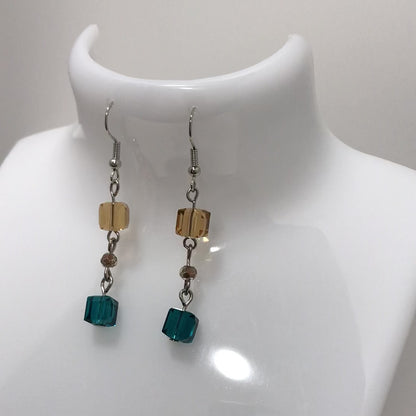 Long Square Bead Drop Earring