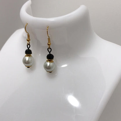 Black Gold 2 Bead Drop Earring
