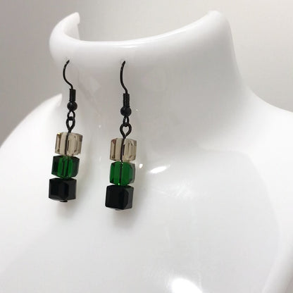 Trio Large Square Bead Drop Earring