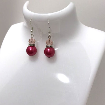 Rhinestone 2 Bead Drop Earrings