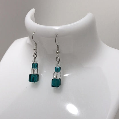 Two Tone 4 Bead Drop Earrings