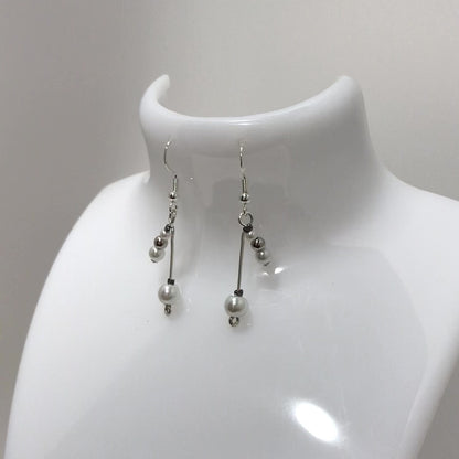 Pearl Silver Double Drop Earring
